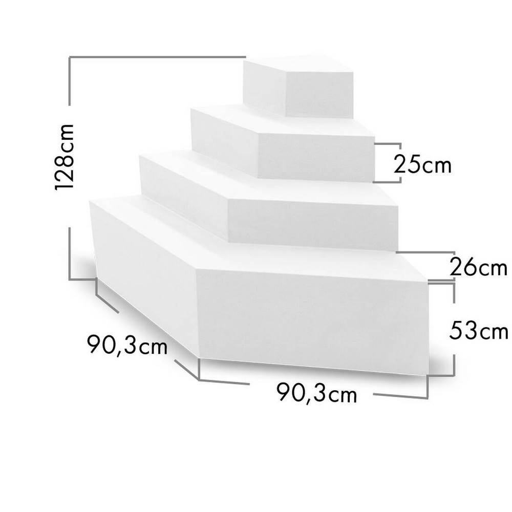 Ecktreppe SMARAGD für Rechteckpool I 4-stufig I für Beckentiefe 150 cm I Polystyrol