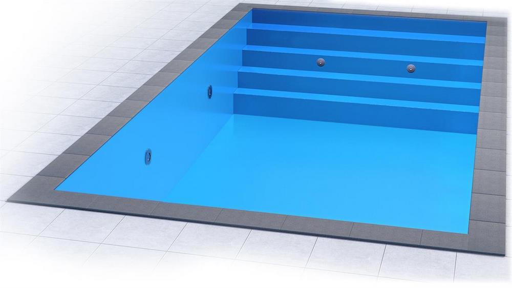 Poolfolie für Rechteckpool mit Treppe COMPLETE 400 I 800 x 400 x 150 cm I 0,8 mm I blau
